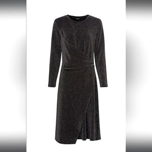 Olsen Lurex Faux Wrap Midi Cocktail Dress
